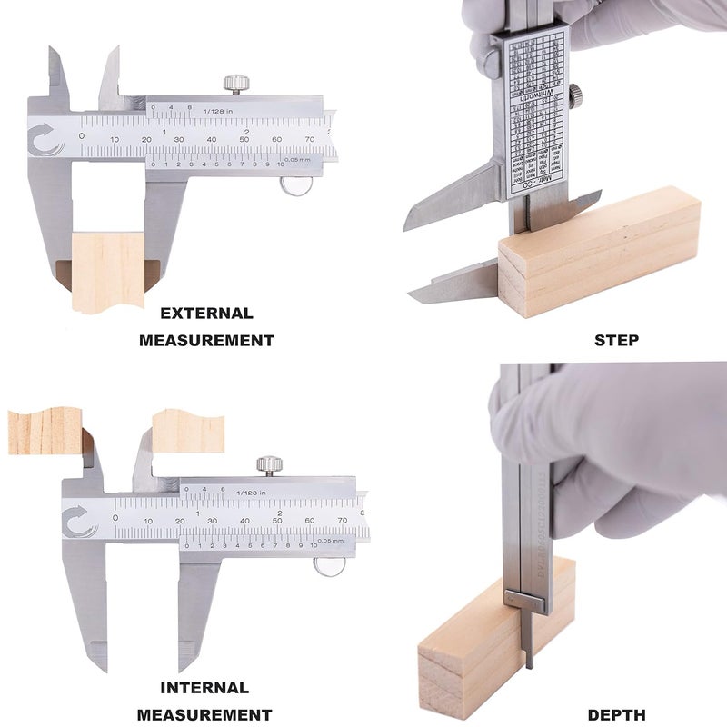 Clockwise Tools Vernier Caliper, DVLR-0605 0-6 Inch/150 mm, Inch (Fraction)/Metric, Stainless Steel - Image 2
